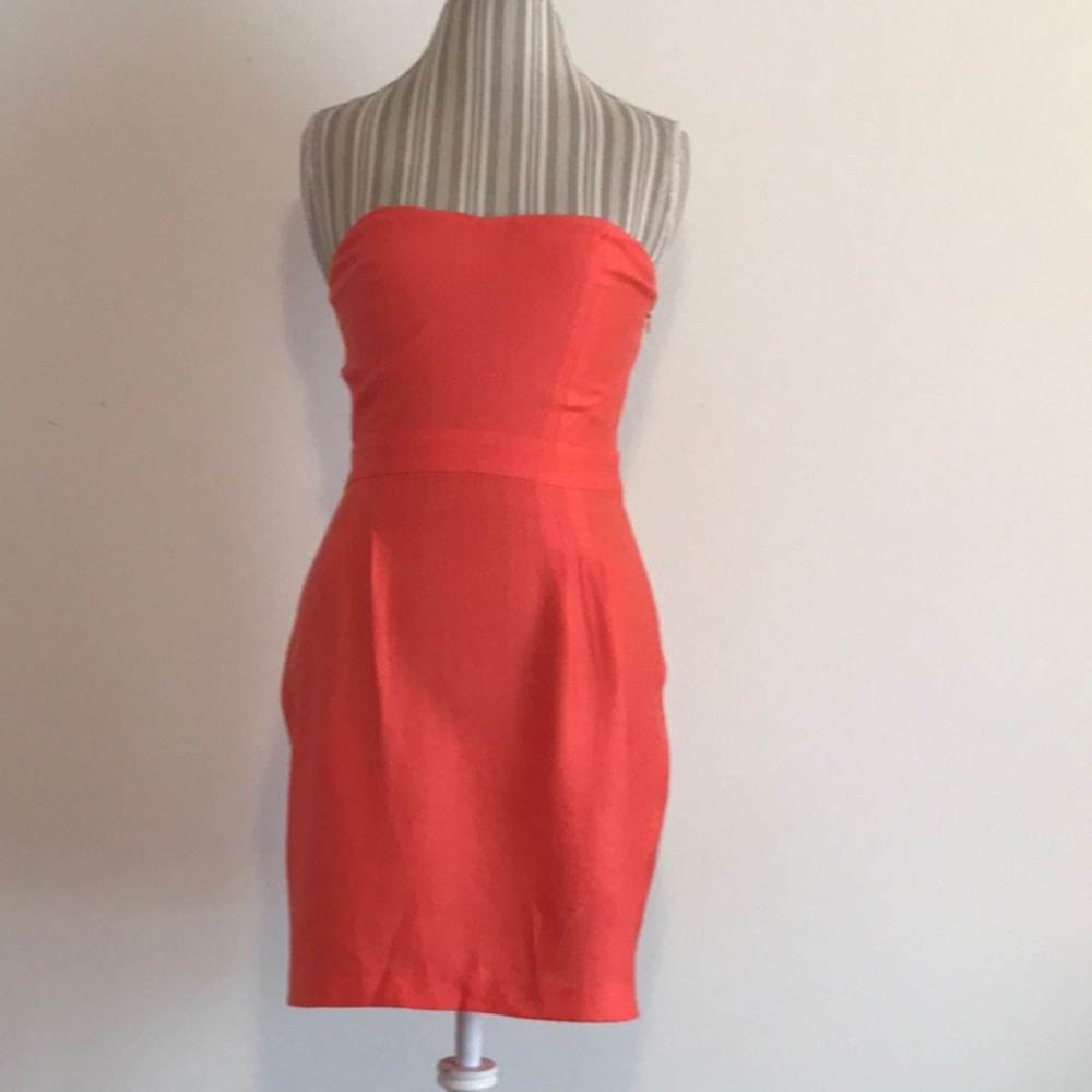 Cooperative coral strapless dress